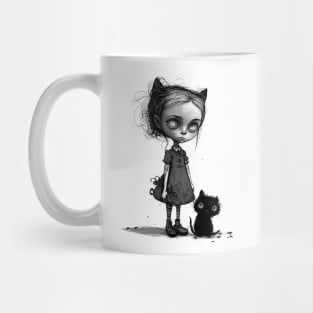 Little Girl with black Cat Mug